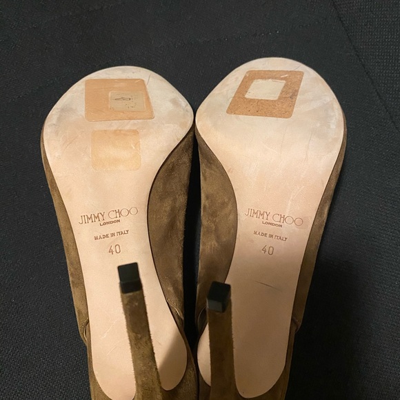 Jimmy Choo “Shar” heeled open toe slingback sandals in Brown suede, NWOT, sz 40 - Picture 10 of 10